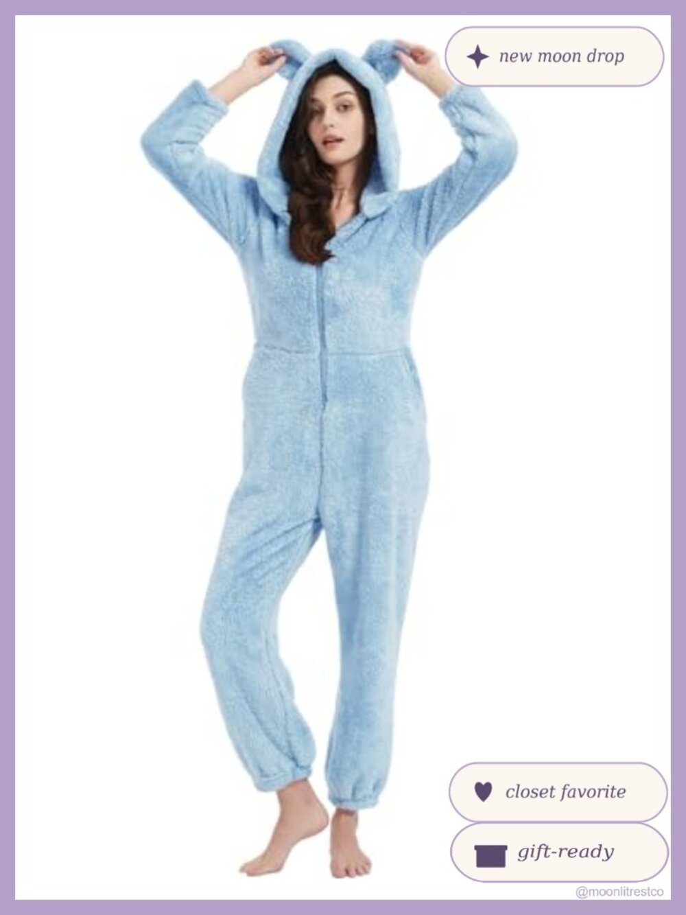 Fuzzy Fleece Hooded One Piece Pajamas Warm Winter Sleepwear